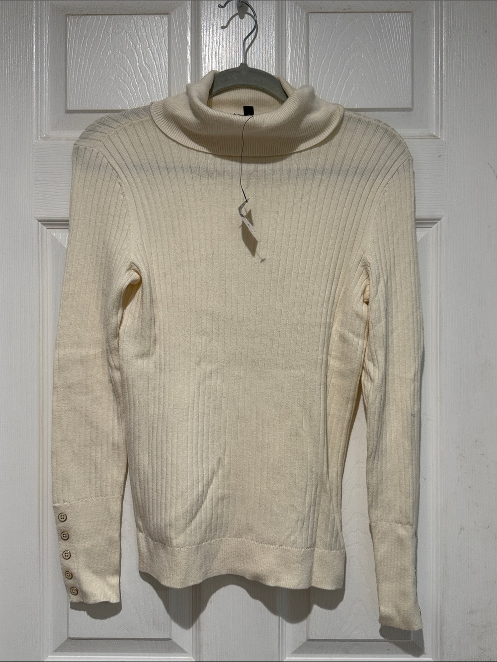 Talbots Cream Ribbed Turtleneck Sweater